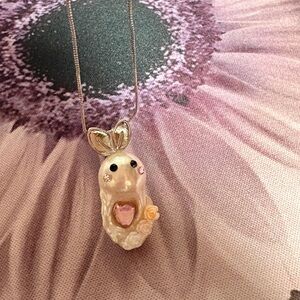 Cute Bunny Freshwater baroque pearl Pendant Necklace